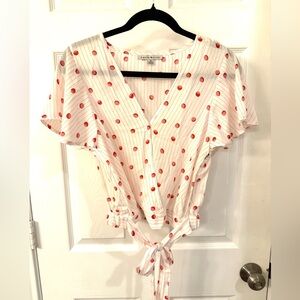 Haute Monde White and Red Polka Dot Blouse